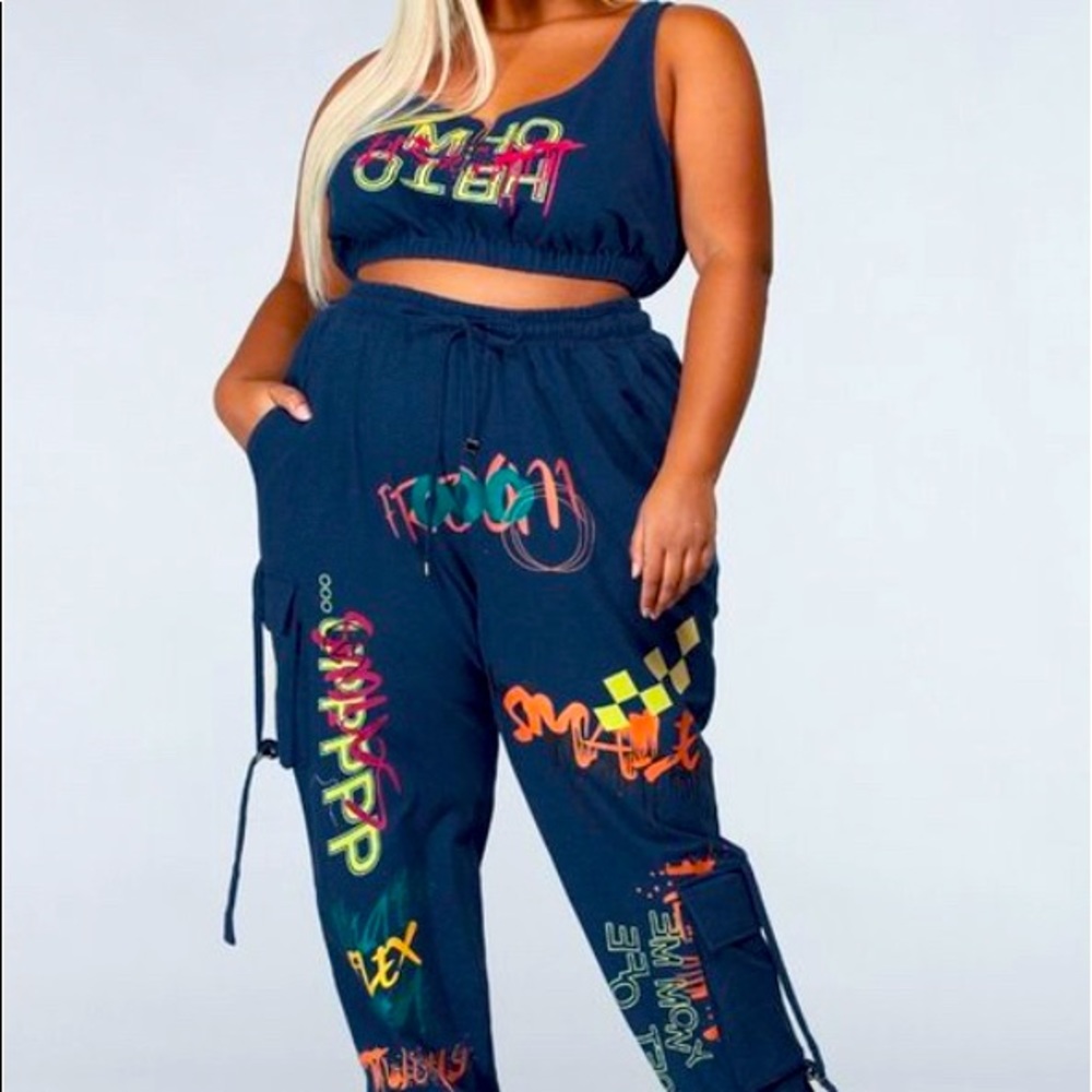 Cute Plus size Graffiti Set